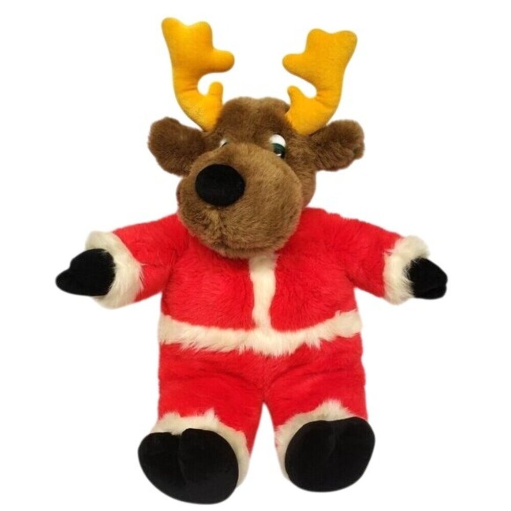 Gund 22" Moose Reindeer Christmas Holiday Santa Suit 1992 Vintage Stuffed Animal